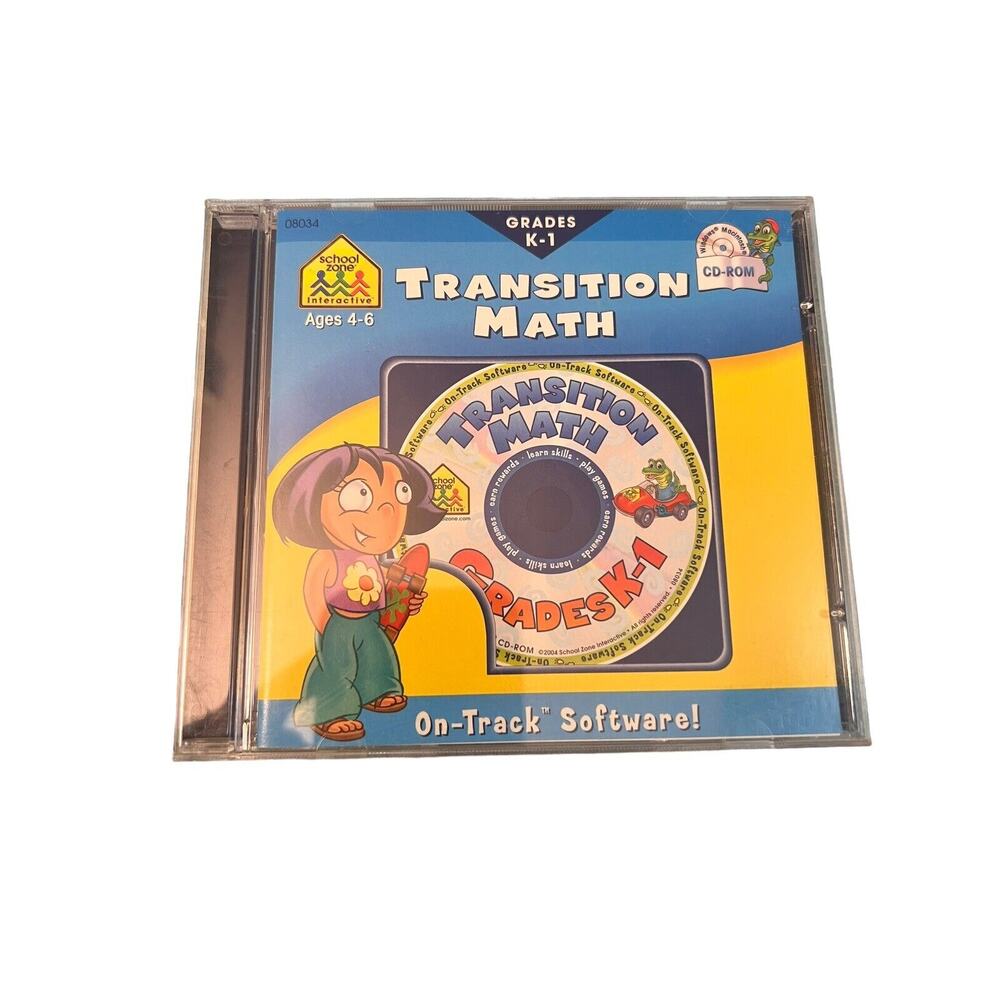 School Zone Transition Math K-1 CD-ROM windows 95/98 Vintage